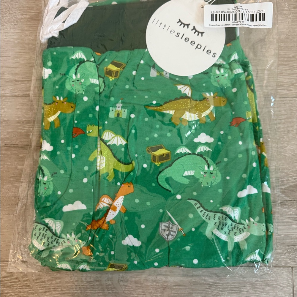 Little Sleepies Men’s Green Dragon Pajama Pants, NWT